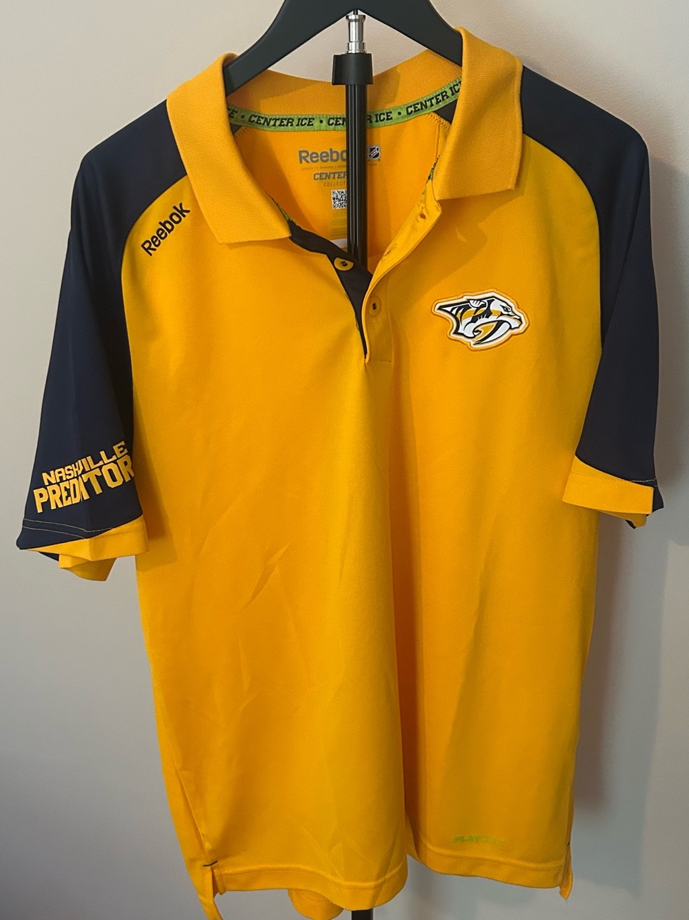Reebok Yellow & Navy Nashville Predators Polo